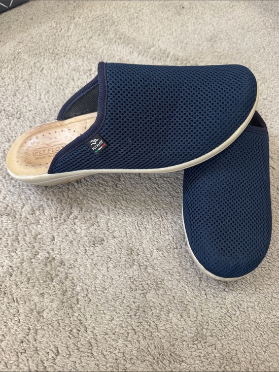Fly Flot Shoes - Made in Italy leather Navy Mesh Slip-On Clog